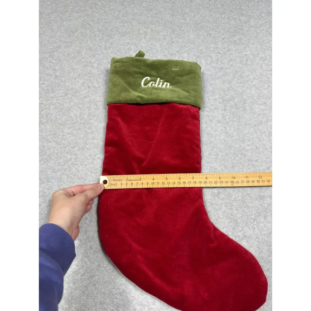Pottery Barn Red Green Velvet Christmas Stocking 